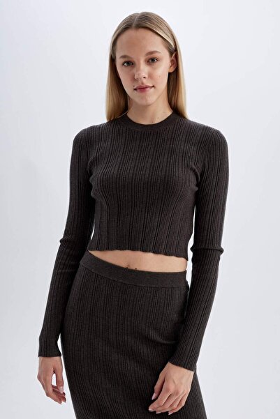 DeFacto Slim Fit Dar Kesim Bisiklet Yaka Triko Kazak A2057AX24AU