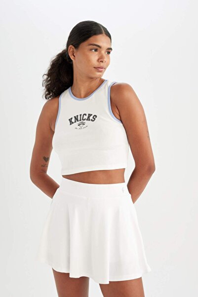 DeFacto DeFactoFit NBA New York Knicks Cropped Fit Bisiklet Yaka Ribana Atlet C6316AX24HS