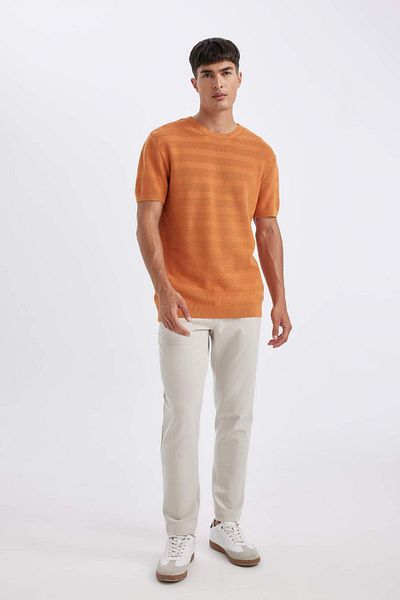 DeFacto Tricou din bumbac cu mânecă scurtă, cu croiala standard, cu decolteu, D3580AX24SM