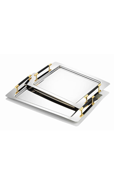 Tiamo صينية سوداء وذهبية - عسلي مزدوج