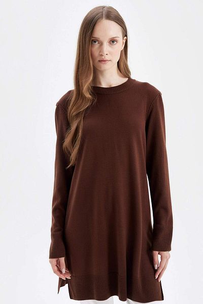 DeFacto Regular Fit Велосипедний комір з розрізом Basic Прямий светр-туніка H3431AZ24AU