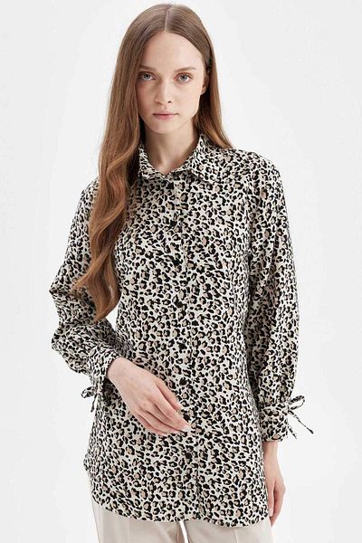 DeFacto Relax Fit Hemd Kragen Gestreiftes Langarmshirt Tunika D2608AX24AU