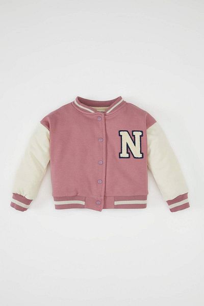DeFacto Baby Mädchen Schule College Kragen bestickt Snap Closure saisonale leichte Bomber Strickjacke D2852A524AU