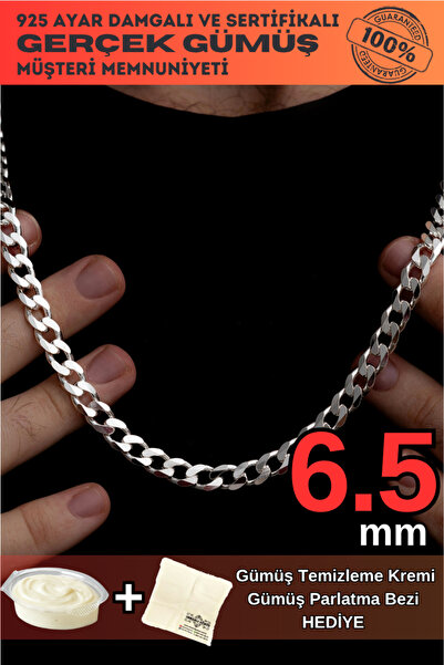 OSMANLI GÜMÜŞ 6,5mm Gurmet Model 925 Ayar Gümüş Erkek Kadın Kolye Zincir 2472...
