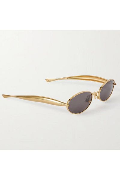 Bottega Veneta Oval Women's Sunglasses Bv1386S 001 57-21, Metal, Gold Color Frame