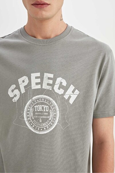 DeFacto Tričko Regular Fit s potiskem Crew Neck D4769x24sm