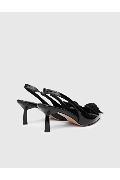 İLVİ Janiska Hakiki Rugan Deri Kadın Siyah Topuklu Sandalet