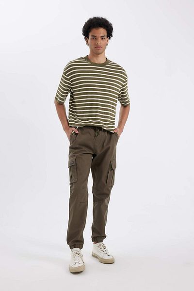 DeFacto Boxy Fit Crew Neck Striped Short Sleeve Heavy Fabric T-Shirt B5910Ax24Au