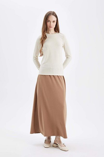 DeFacto A-Line Skuba Diver Fabric Basic Plain Maxi Skirt A4706Ax24Au