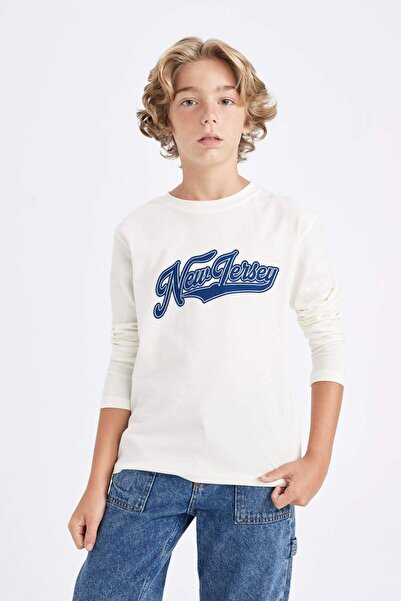 DeFacto Boys' Crew Neck Printed Long Sleeve T-Shirt C9562A824Au