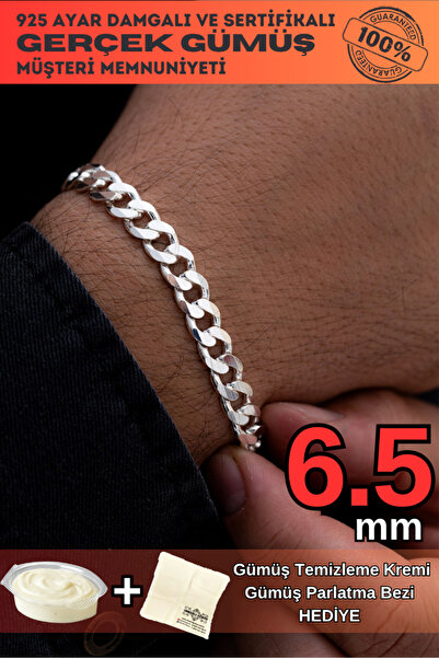 OSMANLI GÜMÜŞ Erkek Gümüş Bileklik - 6.5mm Gurmet Model 925 Ayar Sertifikalı ...