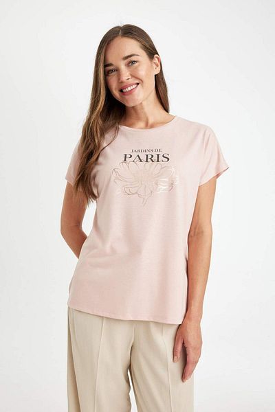 DeFacto Tricou cu mânecă scurtă imprimat cu gâtul rotund D3322AX24HS