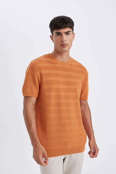 DeFacto Tricou din bumbac cu mânecă scurtă, cu croiala standard, cu decolteu, D3580AX24SM