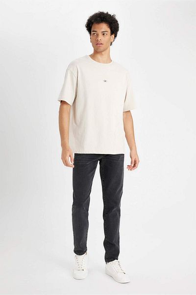 DeFacto 100% Cotton Comfort Regular Fit Relaxed Fit Crew Neck Back Printed Short Sleeve T-Shirt C6142Ax24Au