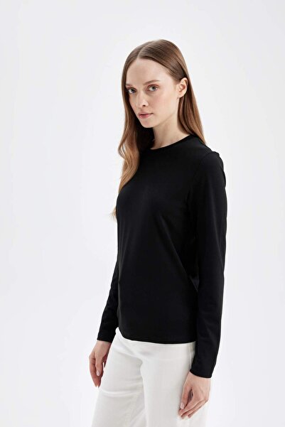 DeFacto Crew Neck Basic Solid Long Sleeve T-Shirt D5017Ax24Au