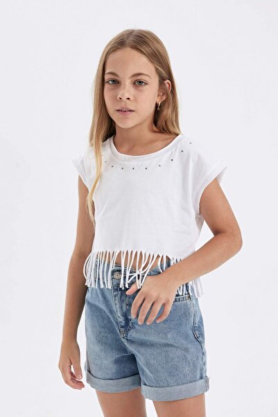 DeFacto Girls Crew Neck Crop Short Sleeve T-Shirt D6079A824Sp