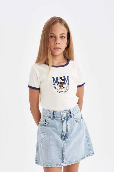 DeFacto Kız Çocuk Cepli Yırtık Detaylı Jean Etek C7490A824AU