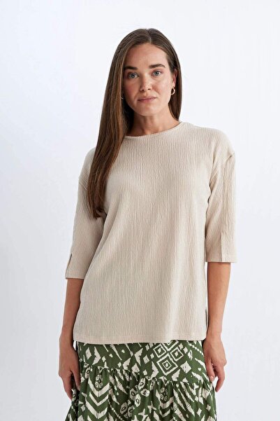 DeFacto Regular Fit Bisiklet Yaka Yarım Kollu Tişört D1103AX24AU