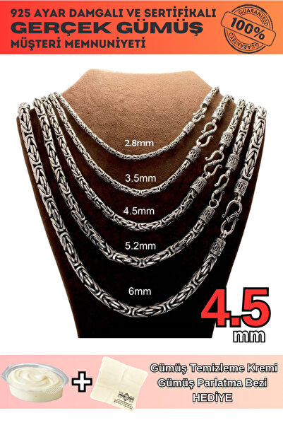 OSMANLI GÜMÜŞ 4.5mm Italyan Kancalı Kral Model 925 Ayar Gümüş Erkek Kolye Zin...