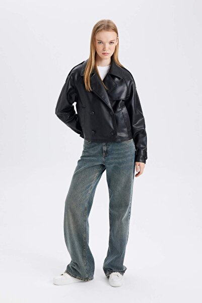 DeFacto Regular Fit Suni Deri Ceket Mont C0914ax24au