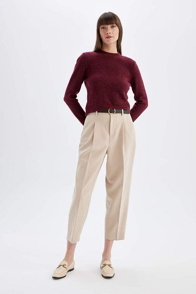 DeFacto Regular Fit Culoare Unică Cropped Tricou Tricotat Premium C9047AX24WN