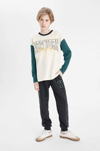 DeFacto Boy's Jogger Sweatpants - Printed, Rubber Waist, Pocket C7229A824Au