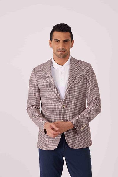 Dufy Jachetă casual cu guler mono pentru bărbați, cu model modern, în formă de picior de gâscă - 61159