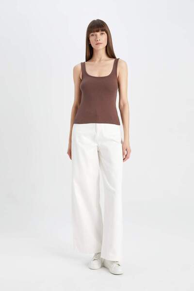 DeFacto Μπλούζα Crew Neck Slim Fit Rib Tank Top - C0095ax24sm