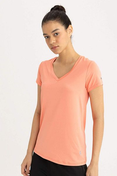 DeFacto Tricou DeFactoFit Standard Fit cu decolteu în V pentru sport, cu mânecă scurtă, din țesătură grea B4584AX24SP