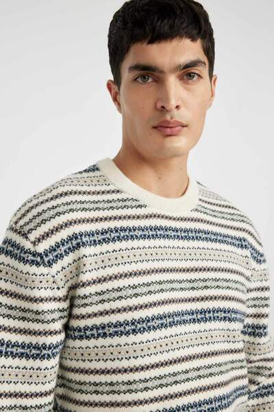 DeFacto Pulover de tricotaj cu model de gât de bicicletă cu croială normală B9716ax24au