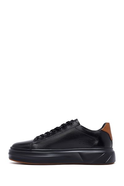 Derimod Men's Black Lace-Up Thick-Soled Leather Sneaker 25Wfd611618
