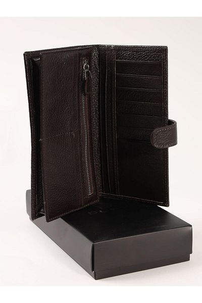Dufy Ανδρικό δερμάτινο πορτοφόλι Portfolio καφέ - 104256