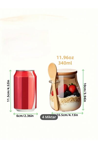 Yenigeldi 1Pc 350ml Airtight Glass Salt Sugar Spice Jar with Bamboo Spoon Y822