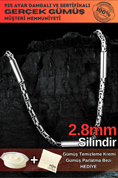 OSMANLI GÜMÜŞ Erkek Gümüş Kolye - 2,8 Mm Kalınlıkta Kral Model Gümüş Erkek Ko...