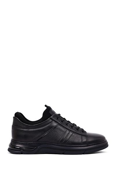 Derimod Men's Black Lace-Up Thick Sole Leather Casual Sneaker 25Wfd676618