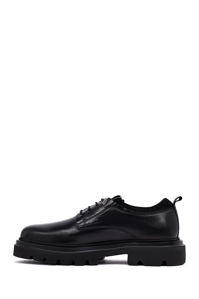 Derimod Men's Black Lace-Up Thick Sole Leather Casual Shoes 25Wfd603918