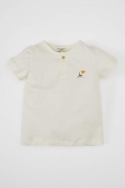 DeFacto Baby Junge Palm gemustert Straps Jumpsuit Kurzarm T-Shirt Hut Musselin 3 Stück Set D0768a524hs