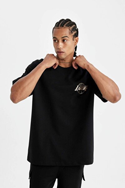 DeFacto Defactofit Nba Los Angeles Lakers Boxy Fit Crew Neck Heavy Fabric Short Sleeve T-Shirt B9921Ax24Sm