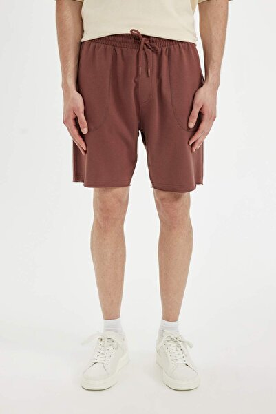 DeFacto %100 Pamuk Slim Fit Dar Kesim Dar Paça Cepli Basic Düz Şort B8673AX24SM