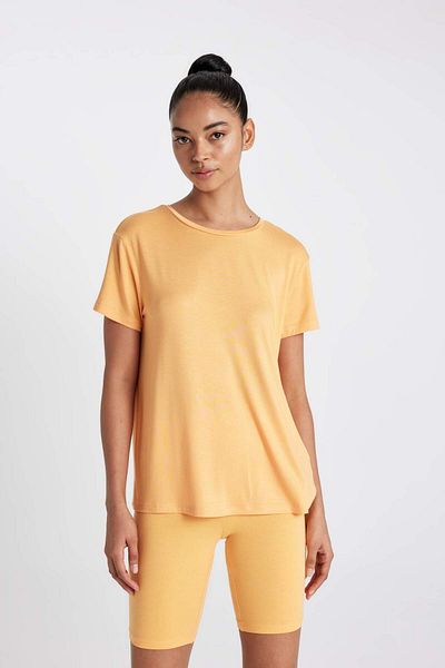 DeFacto Μπλουζάκι με λαιμόκοψη Sports Basic - Κοντό μανίκι, Standard Fit D1904ax24hs