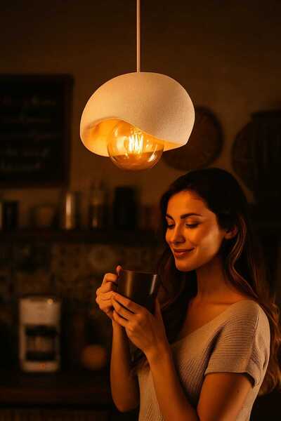 SONİKON LİNE Rustik Ampul Hediyeli Beton Dokulu Minimalist Tasarım Sarkıt Avi...