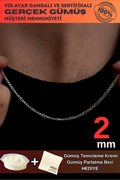 OSMANLI GÜMÜŞ 2mm Figaro Model 925 Ayar Gümüş Erkek Kolye Zincir Modelleri 238171176