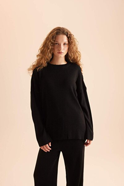 DeFacto Relax Fit Crew Neck Long Sleeve Top Elastic Waist Long Bottom D5232Axns