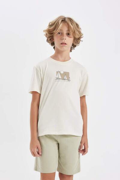 DeFacto Κοντομάνικο μπλουζάκι για αγόρι με στάμπα - Crew Neck D2241A824HS