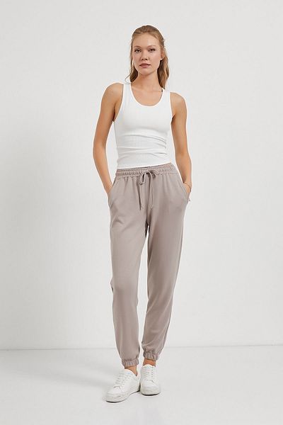 Arma Life Pantaloni de sport Jogger crem pentru femei cu talie elastică