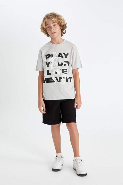 DeFacto Boys' 2-Piece Set Printed Short Sleeve T-Shirt Shorts D3927A824Hs