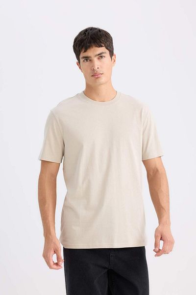 DeFacto 100% Cotton New Regular Fit Crew Neck Basic Plain Short Sleeve T-Shirt V7699Az25Sp
