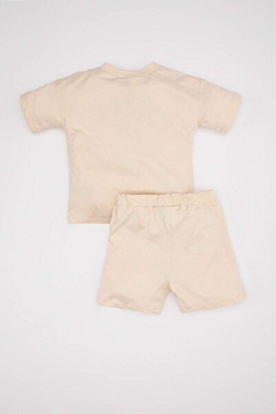 DeFacto Set pentru bebeluși Disney Mickey & Minnie - bumbac pieptănat, tricou cu mânecă scurtă și pantaloni scurți cu talie elastică C7775a524sm