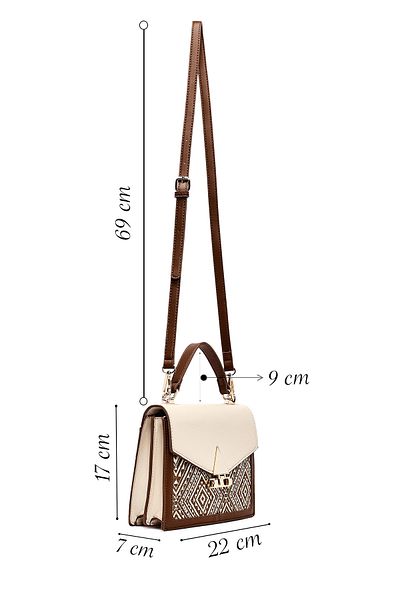 Derimod Women's Beige Long Strap Patterned Shoulder Bag 25Sbd263714