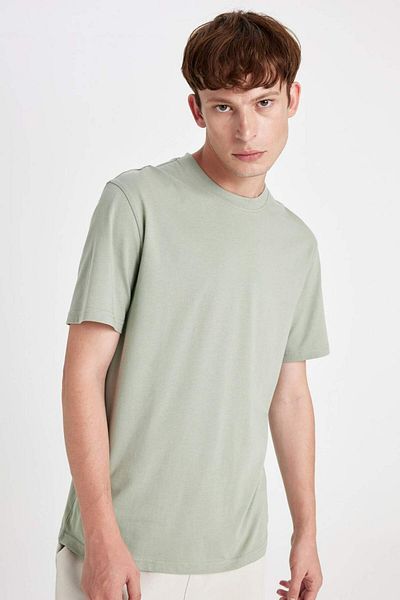 DeFacto 100% Cotton New Regular Fit Crew Neck Basic Plain Short Sleeve T-Shirt V7699Az24Au